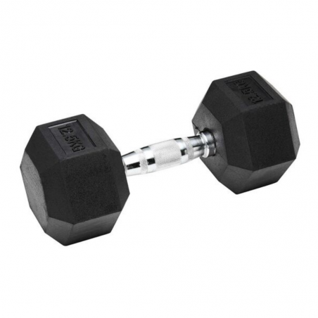 Black Rubber Hex Dumbbell Set 12.5kg