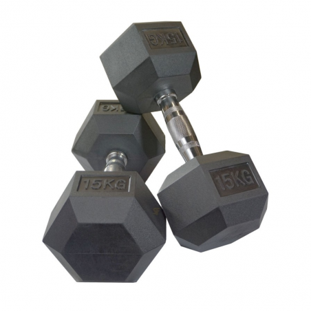 Black Rubber Hex Dumbbell Set 15kg