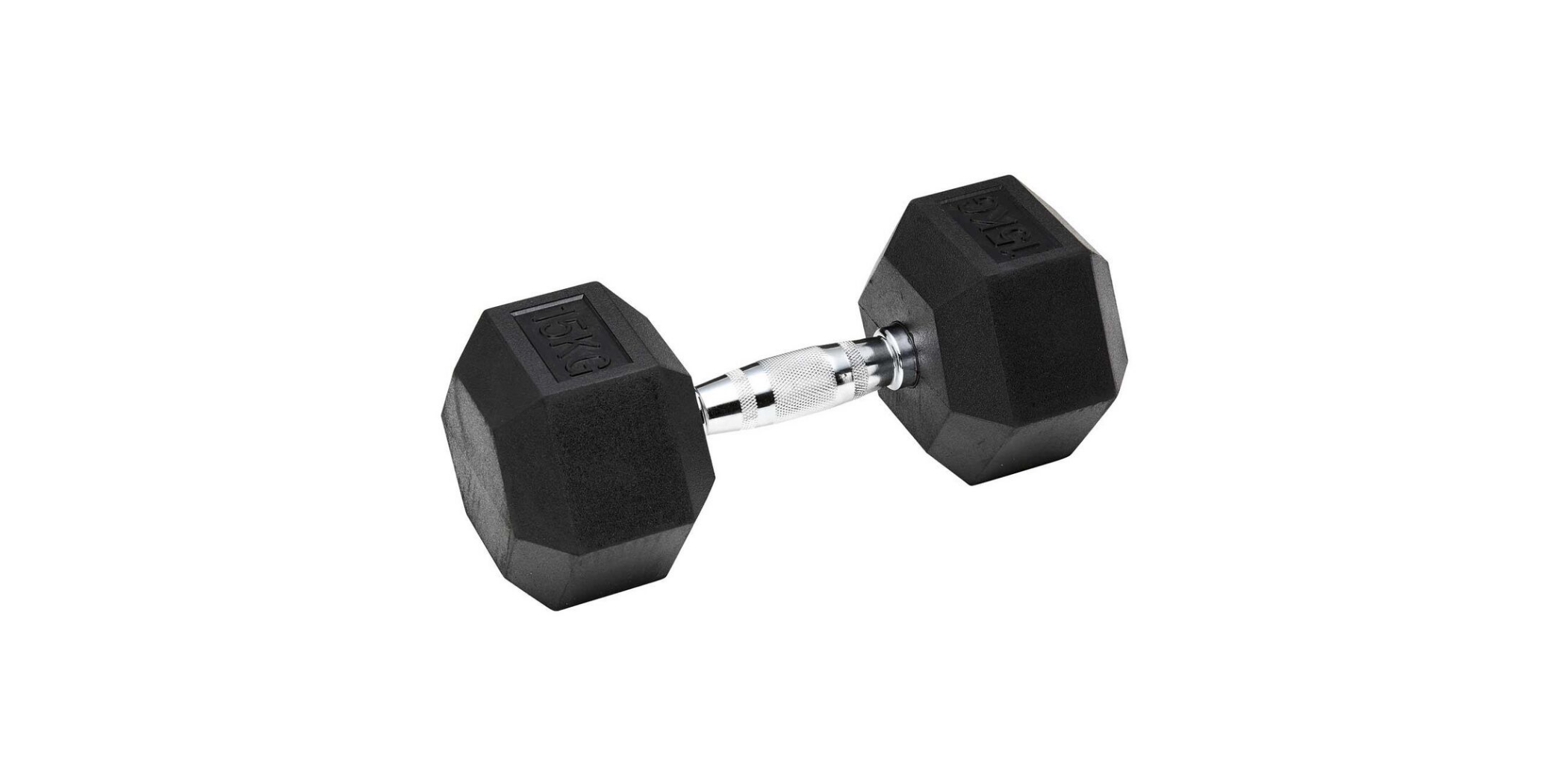 Black Rubber Hex Dumbbell Set 15kg