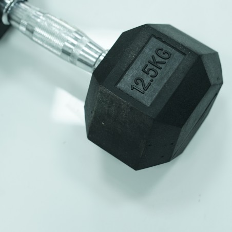 Black Rubber Hex Dumbbell Set 12.5kg