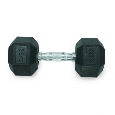 Black Rubber Hex Dumbbell Set 12.5kg