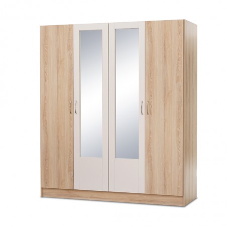Neo Wardrobe 4 Doors Oak and White MDF