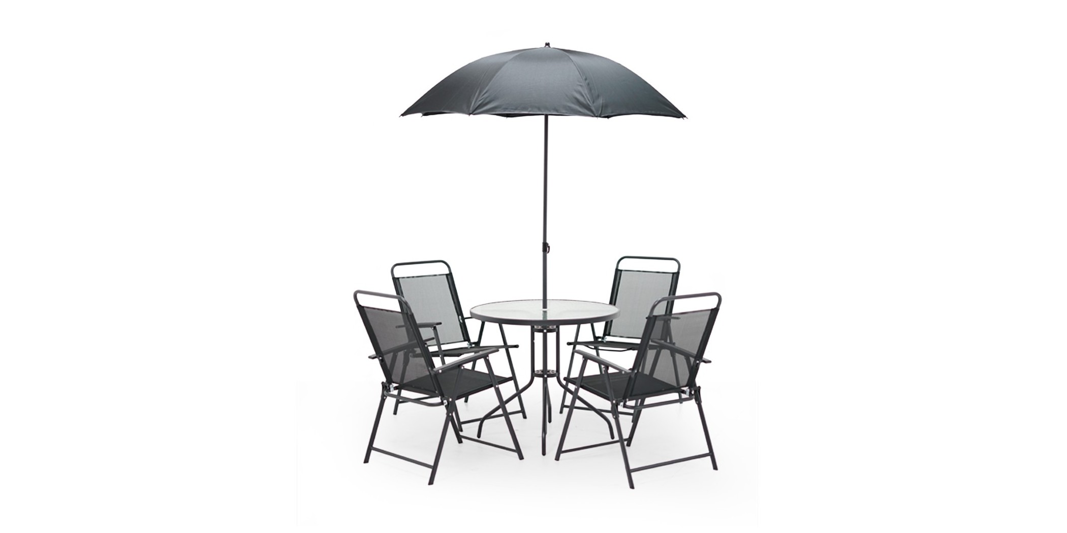 Malton Table and 4 Chairs + Beach Umbrella