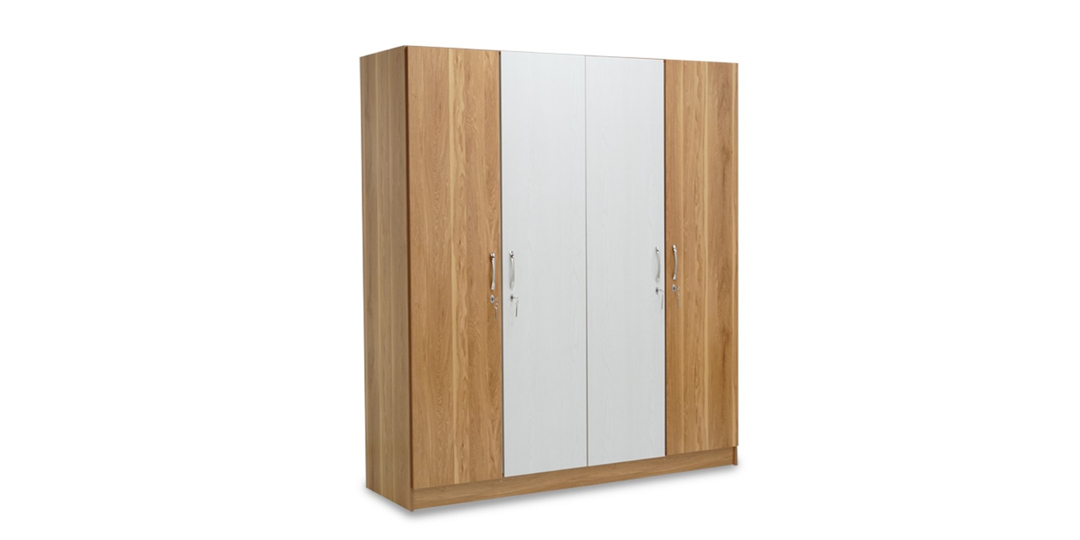 Tessa Wardrobe 4 Doors MDF Off White & Oak