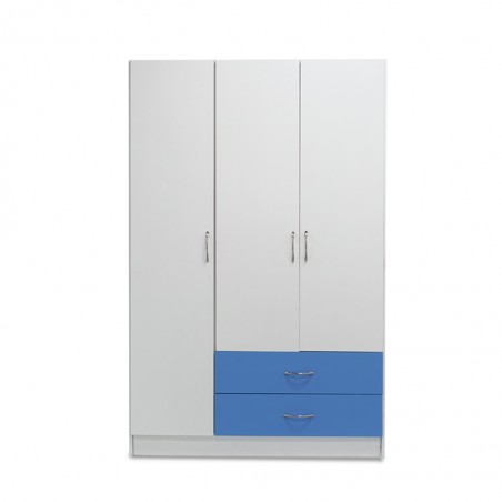Alpha Wardrobe 3 Doors MDF White & Blue