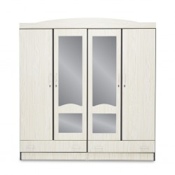 Juniper Wardrobe 4 Doors MDF Melamine Creamy & Wengue