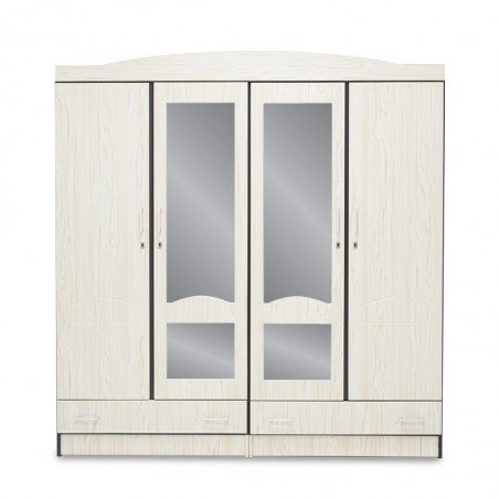 Juniper Wardrobe 4 Doors MDF Melamine Creamy & Wengue