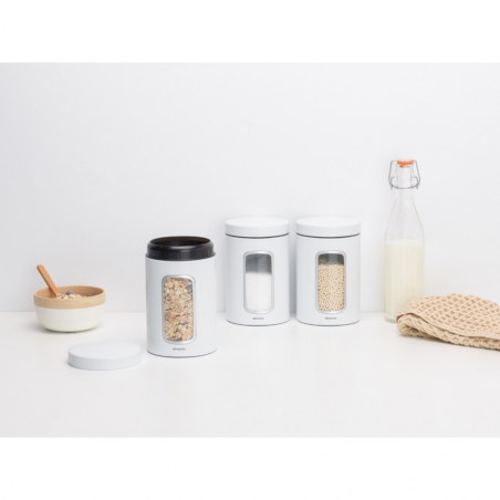 Brabantia 306068 1.4L White Window Canister Set 10YW "O"