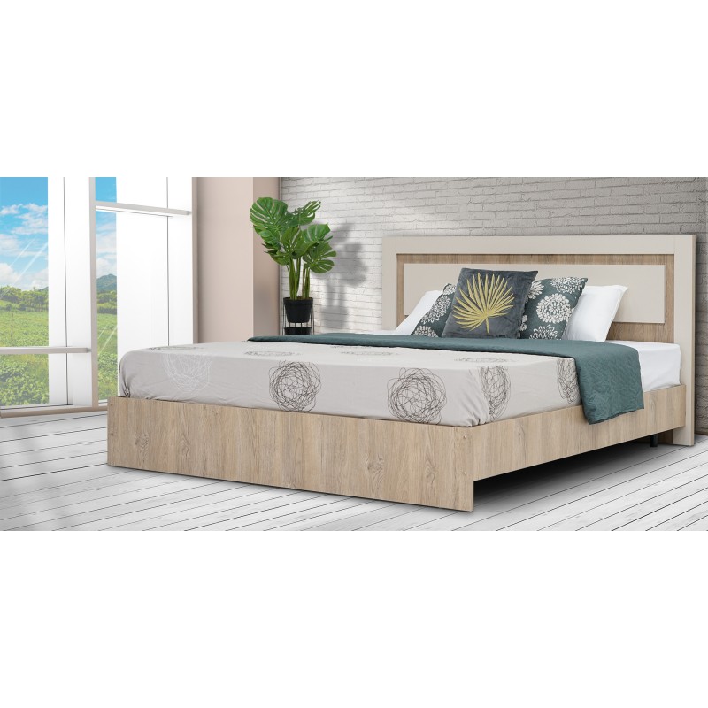 Portobello Bed 180x200 cm Beige & Oak Portobello Bed 180x200 cm Beige & Oak