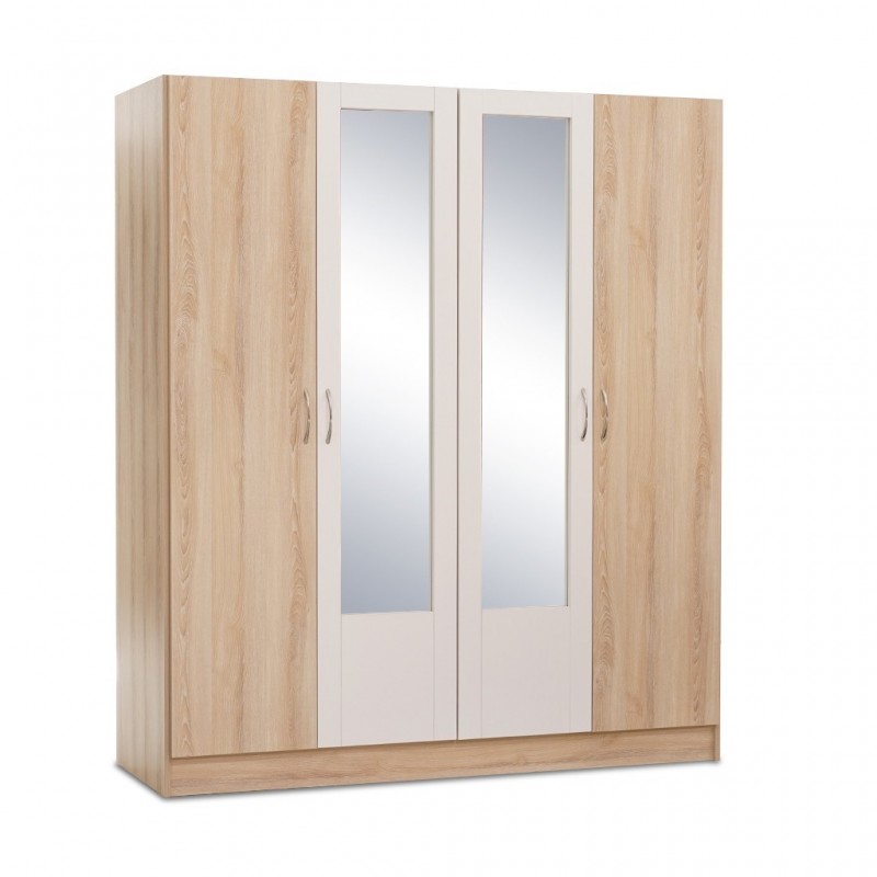 Neo Wardrobe 4 Doors Oak and White MDF Neo Wardrobe 4 Doors Oak and White MDF