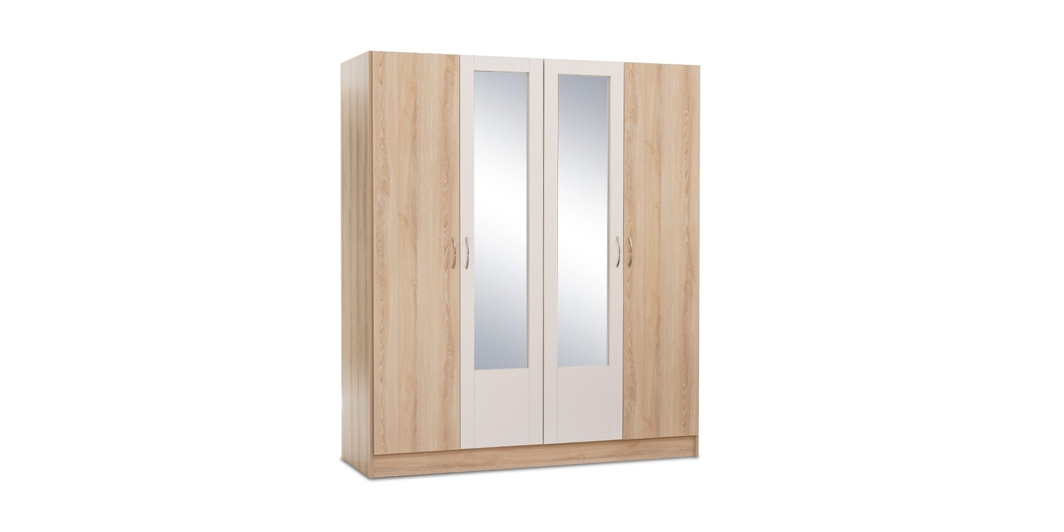 Neo Wardrobe 4 Doors Oak and White MDF