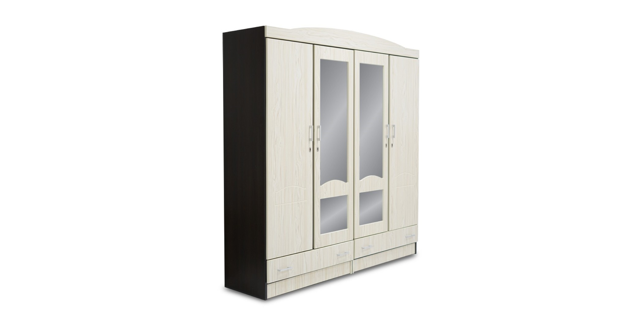 Juniper Wardrobe 4 Doors MDF Melamine Creamy & Wengue