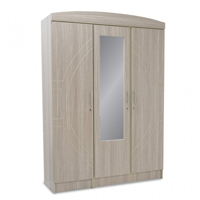Danica Wardrobe 3 Doors MDF Melamine Linen Danica Wardrobe 3 Doors MDF Melamine Linen