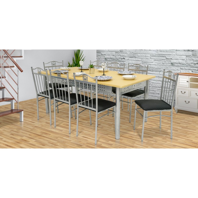 Nolana Table and 8 Chairs Metal/MDF Top Nolana Table and 8 Chairs Metal/MDF Top