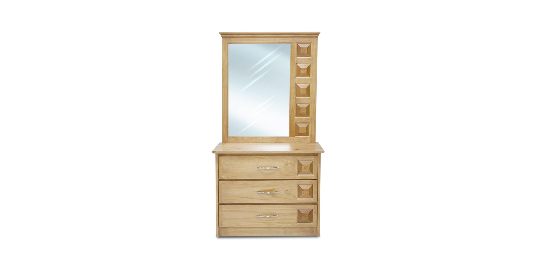 Sky Dressing Table With Pouf Pine Wood Finish Oak