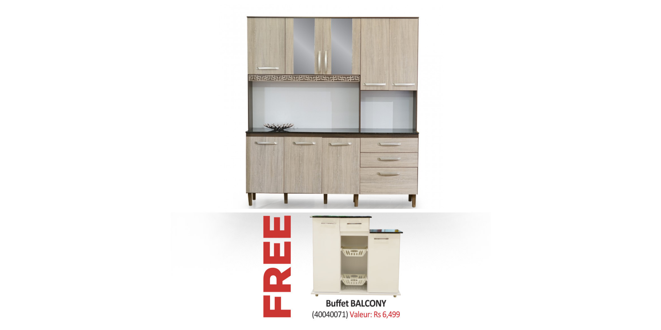 Kit Fit 180 cm Kitchen Unit Almond Rustic PB & Free Balcony
