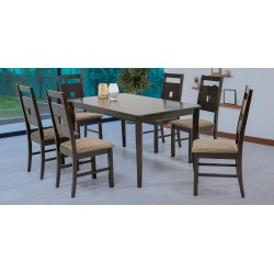 Salome Table and 6 Chairs Mocha Rubberwood