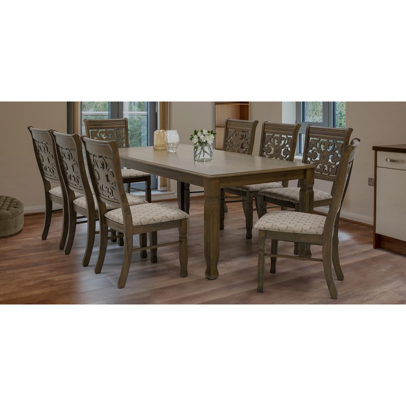 Lexington Table and 8 Chairs Rubberwood