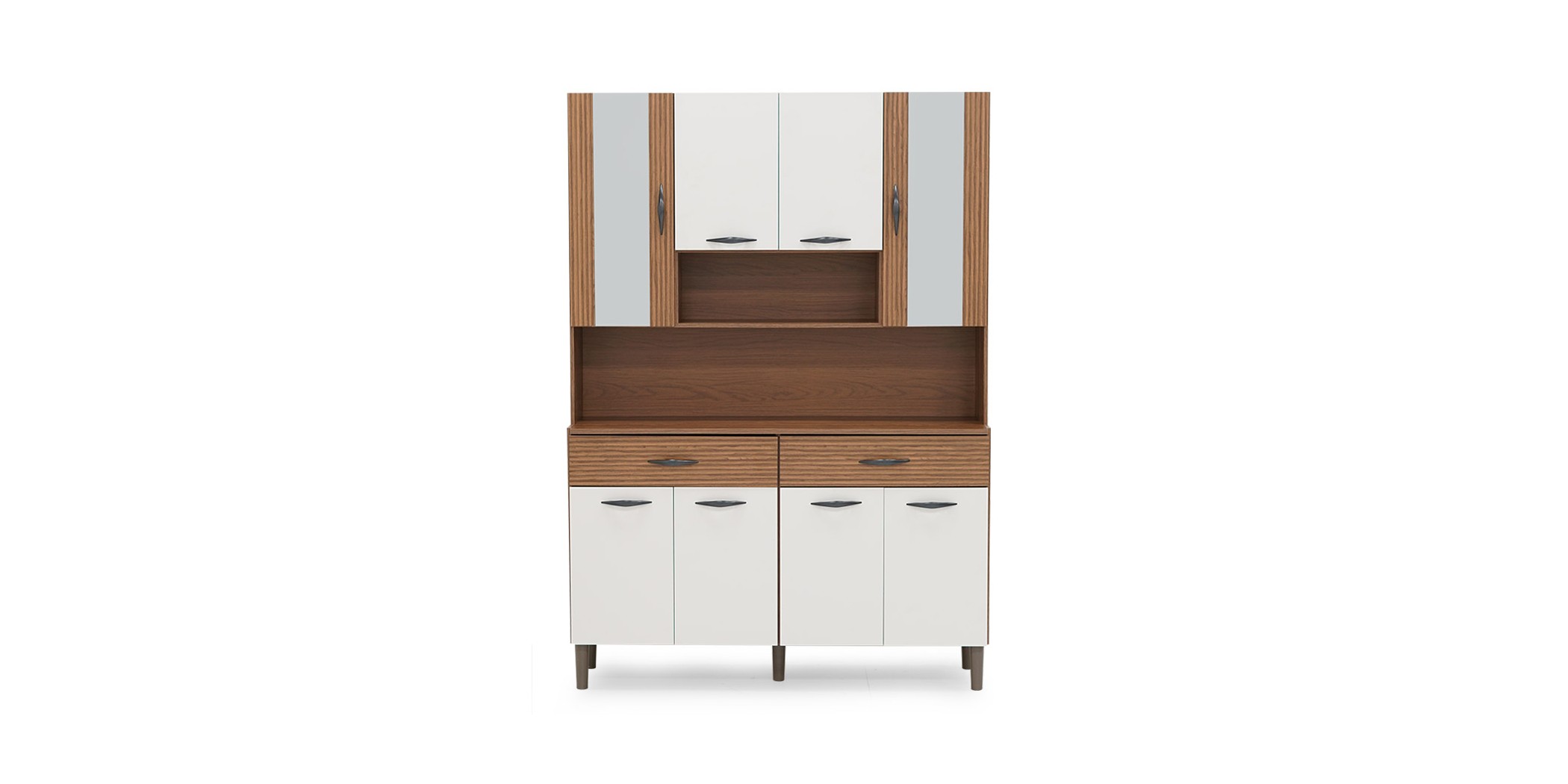 Golden Kitchen Cabinet 8 Doors Nogueira/Off White