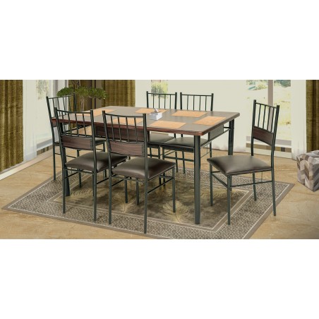 Ixora Table and 6 Chairs Metal/MDF Top