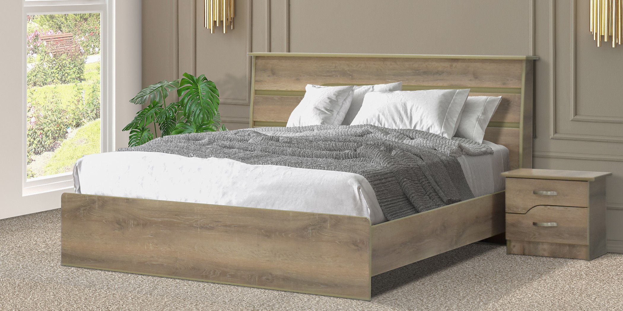 Alpine Bed 150x190 cm Grey MDF