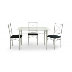 Arvens Table and 4 Chairs Black Metal