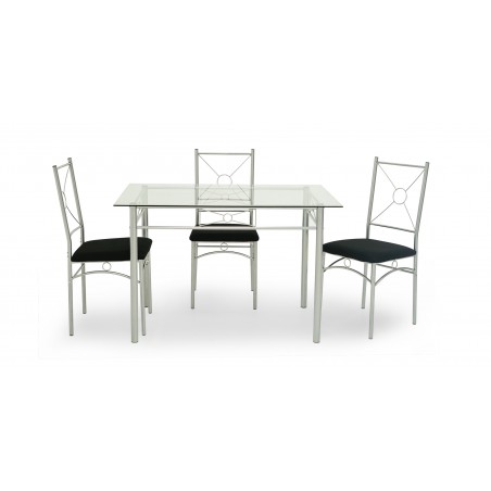 Arvens Table and 4 Chairs Black Metal