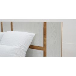 Tessa Bed 180x200 cm MDF Off White & Oak