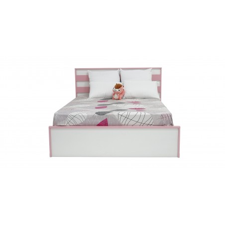 Alpha Bed 140x190 cm MDF White & Pink