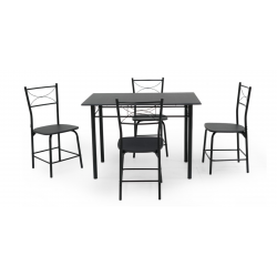 Barite Table and 4 Chairs Metal