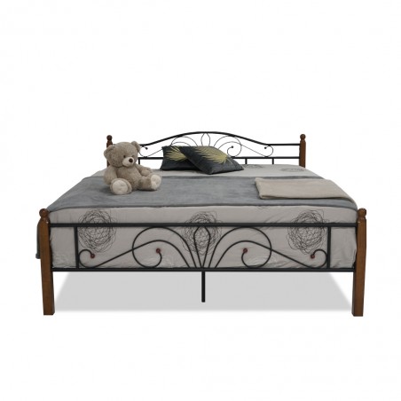 Eunike Bed 180x200 cm Black Metal Rubberwood