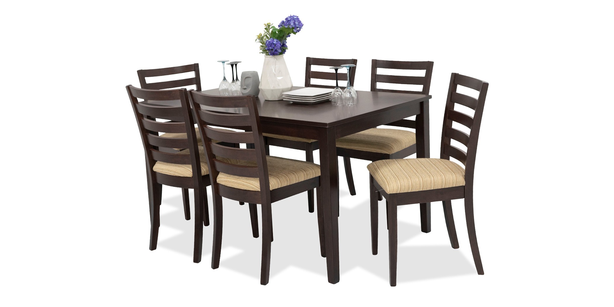 New Ocean Table and 6 Chairs Rubberwood