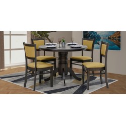 Esther Table Round and 4 Chairs Rubberwood