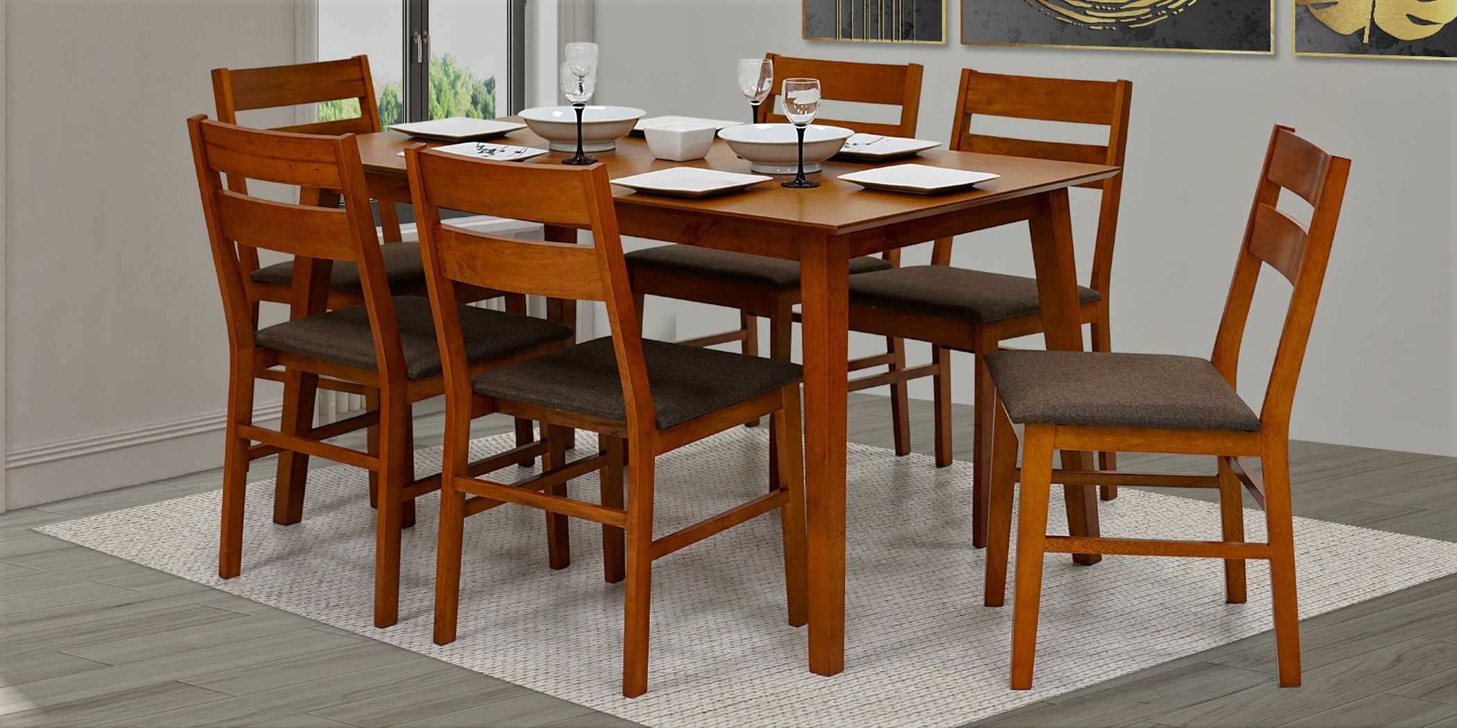 Jordan Table and 6 Chairs Dirty Oak MDF Top