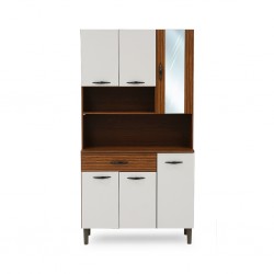 Golden Kitchen Cabinet 6 Doors Nogueira/Off White