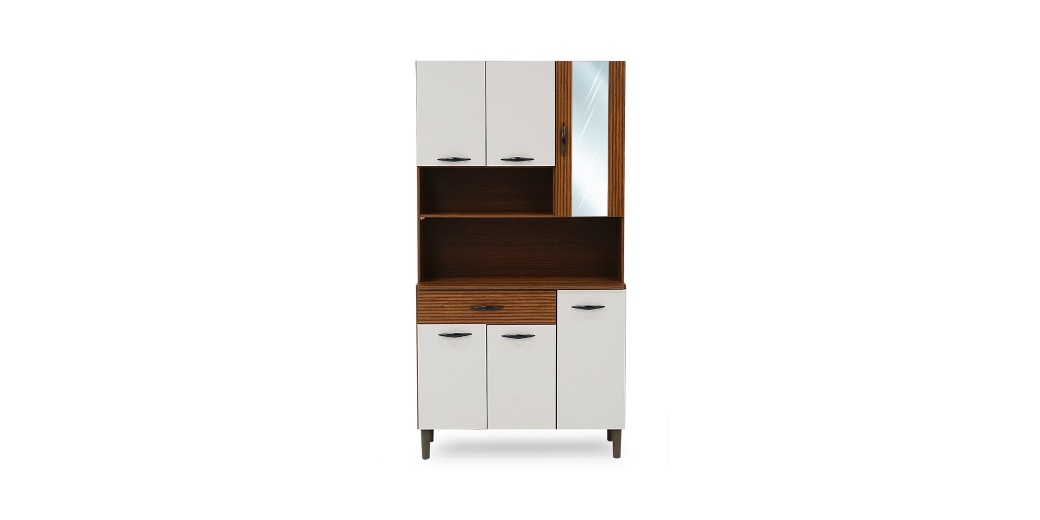 Golden Kitchen Cabinet 6 Doors Nogueira/Off White