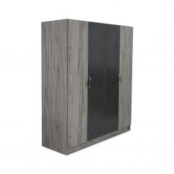 Kinzey Wardrobe 4Drs MDF Grey Mistral & Stone