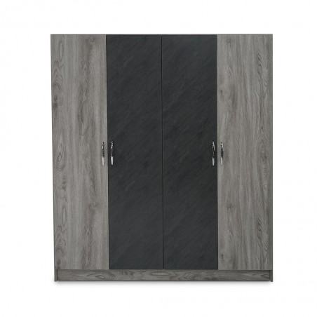 Kinzey Wardrobe 4Drs MDF Grey Mistral & Stone