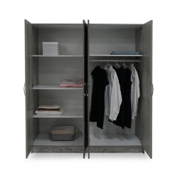 Kinzey Wardrobe 4Drs MDF Grey Mistral & Stone