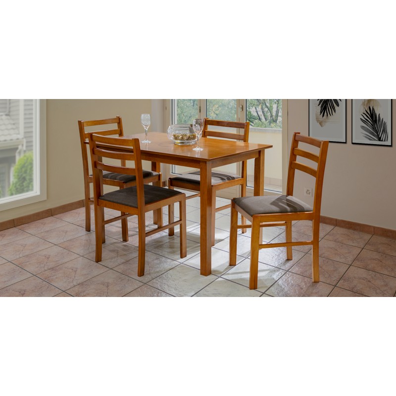 Amelia Table and 4 Chairs Dark Brown Color Amelia Table and 4 Chairs Dark Brown Color