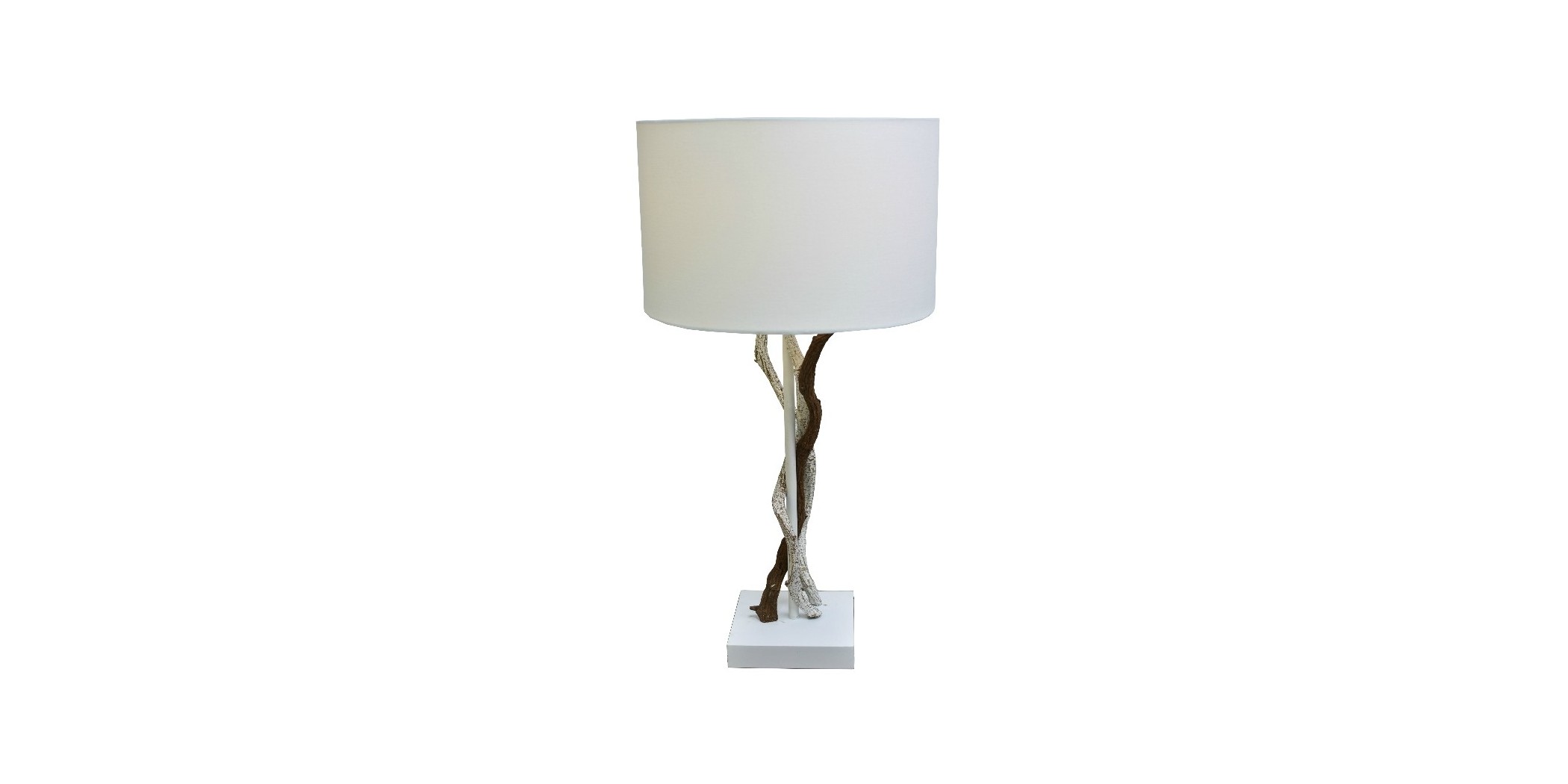 Table Lamp Poly Resin Ivory N.wood Finish