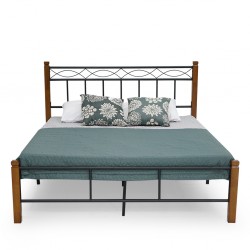 Darya Bed 150x190 cm Black Metal Rubberwood