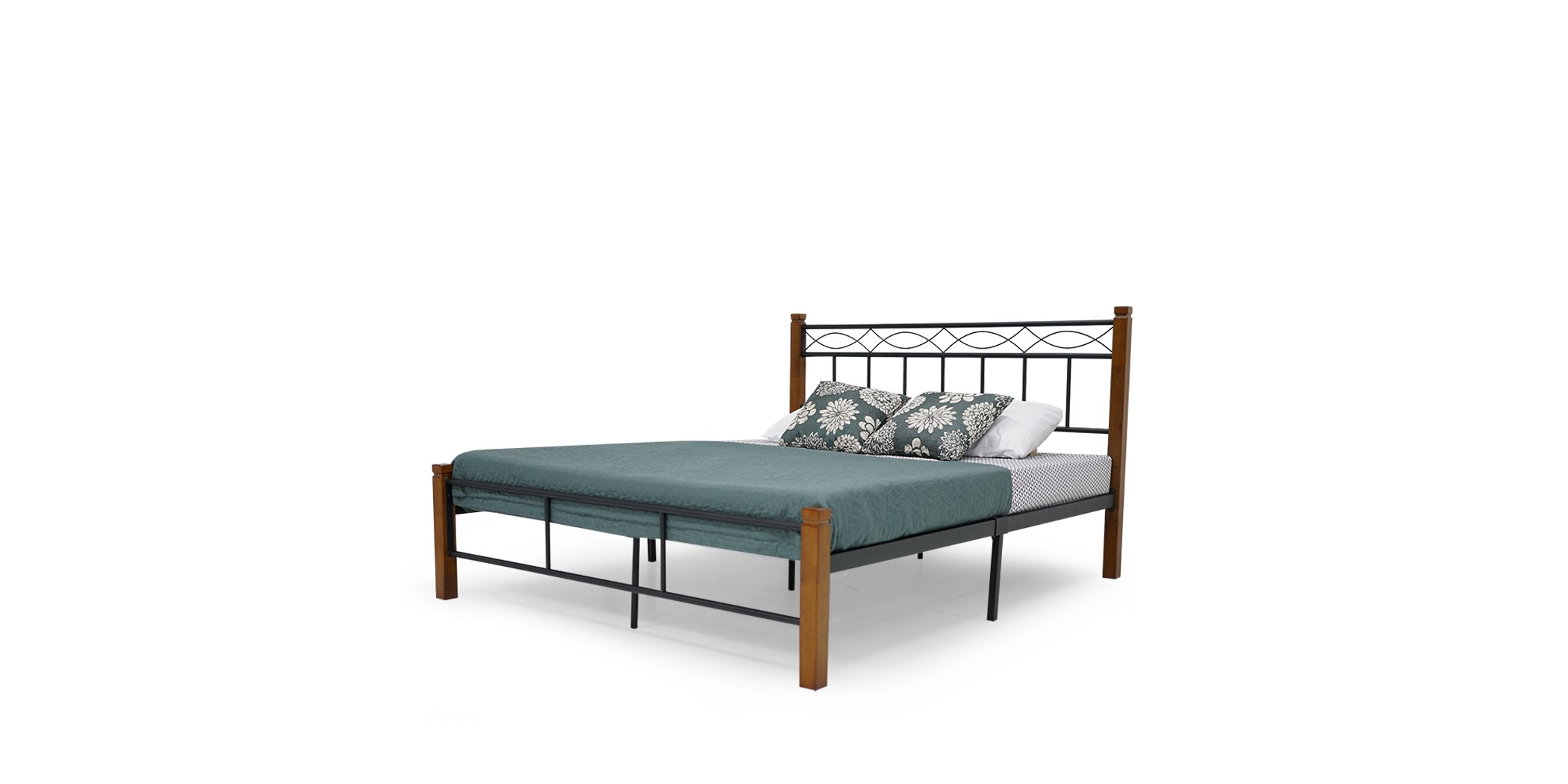 Darya Bed 150x190 cm Black Metal Rubberwood