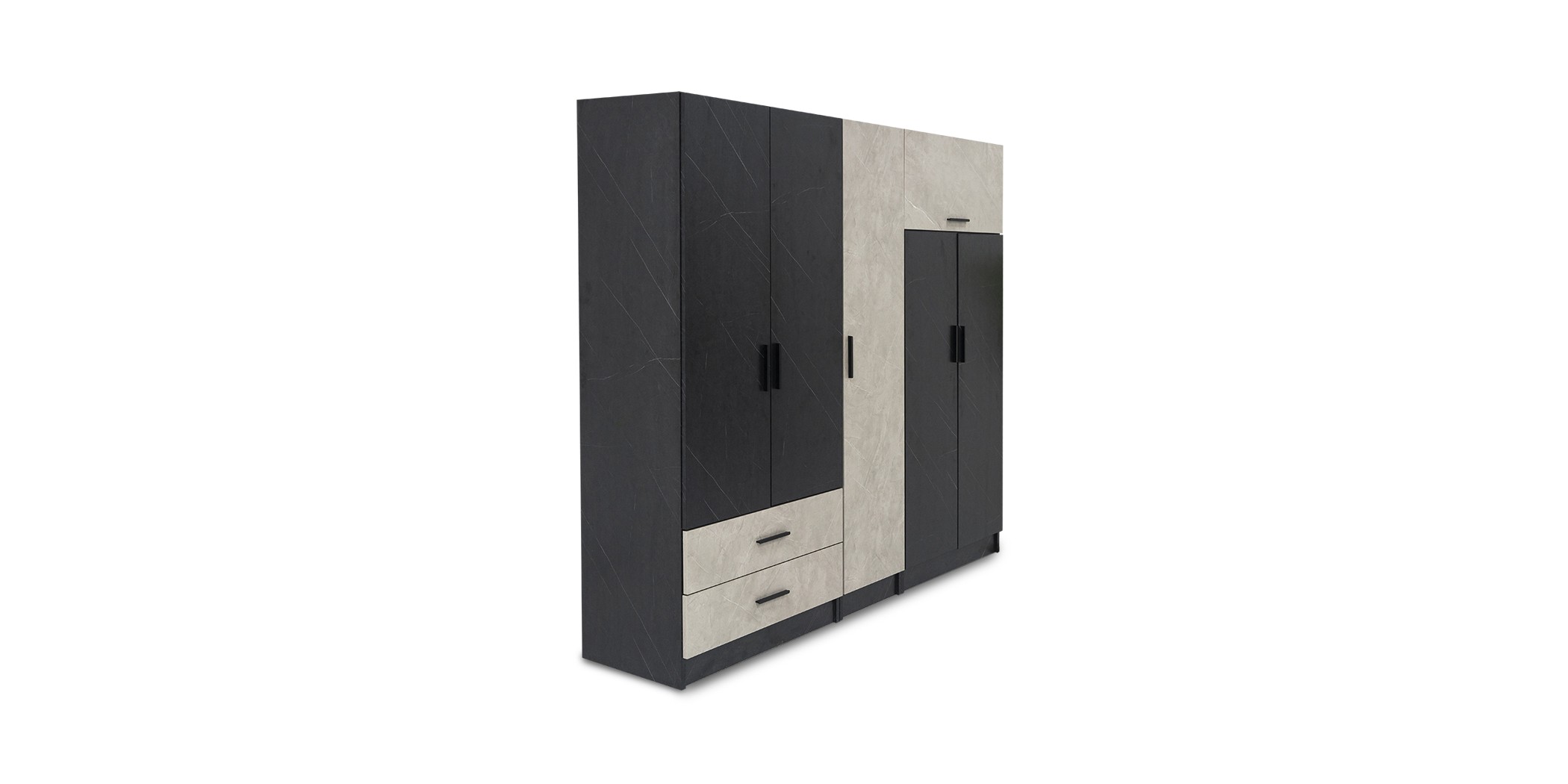 Royce Wardrobe 5 Doors Greyash and Black Vein