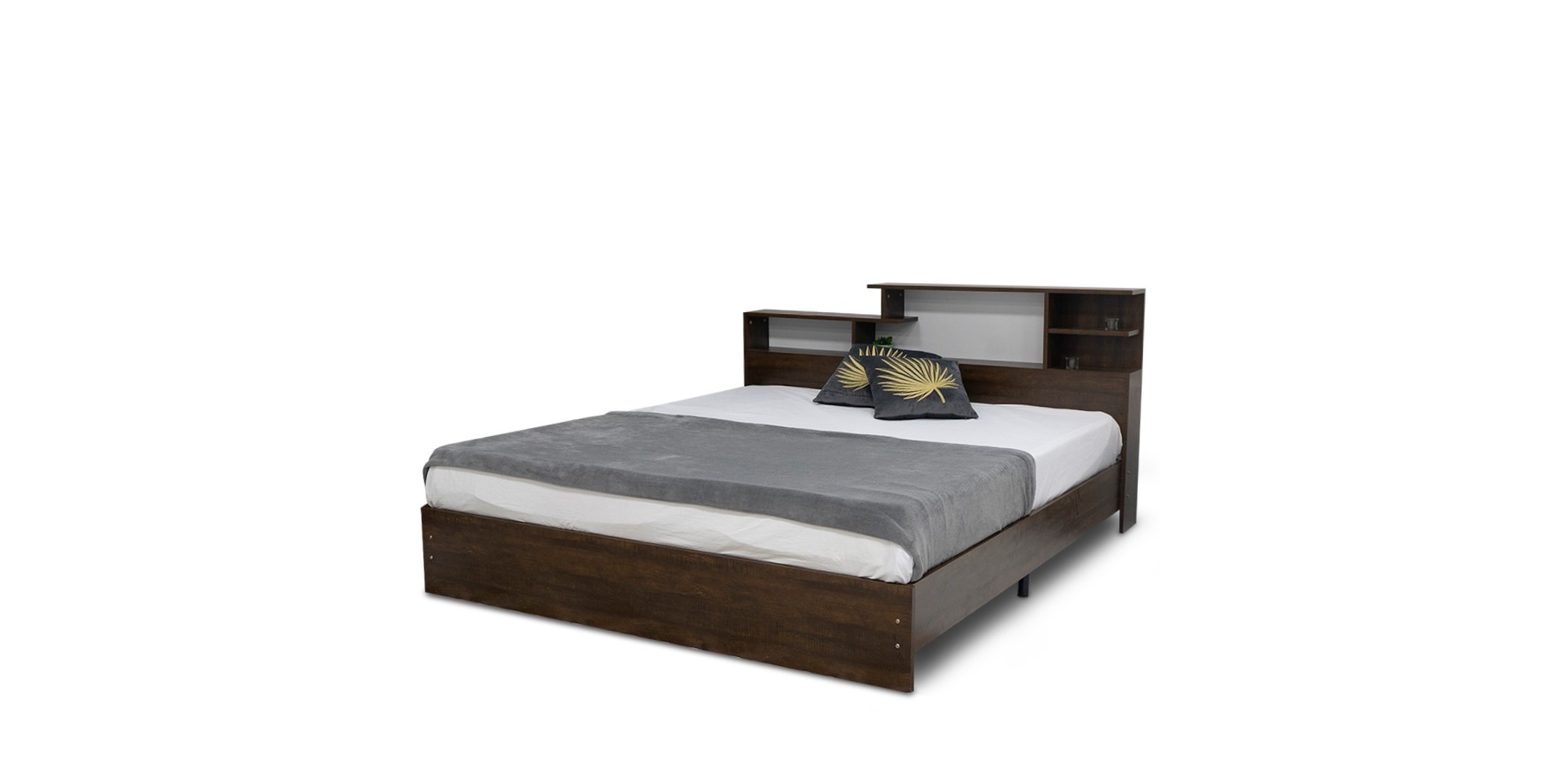 Shelton Bed 180x200 cm Brown Flame and White Matt