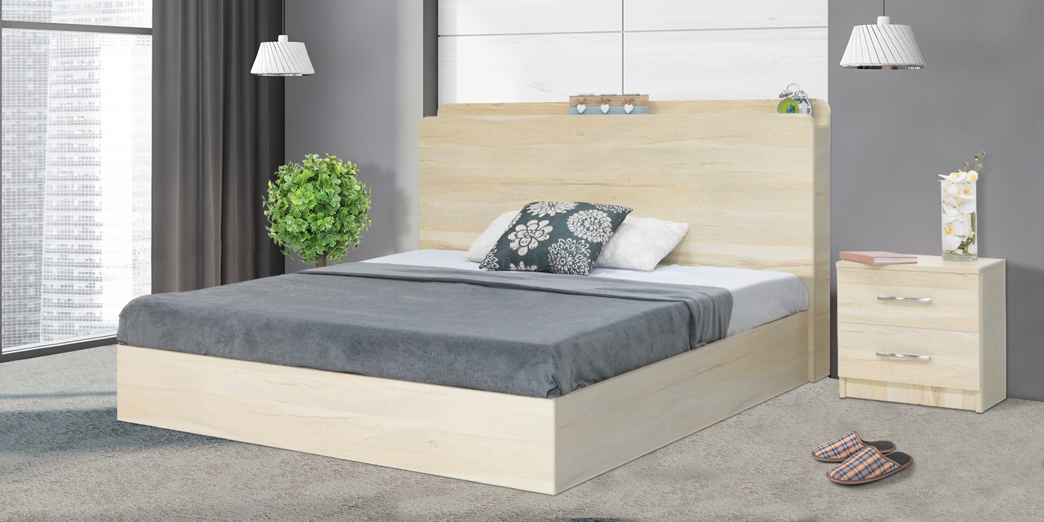 Sion Bed 150x190cm in Melamine MDF