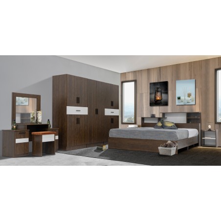 Shelton Bedroom Set Brown Flame and White Matt