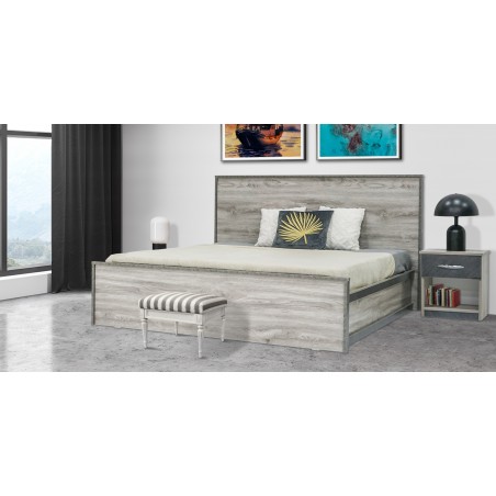 Kinzey Bed 150x190 MDF Grey Mistral & Stone