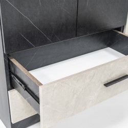 Royce Wardrobe 5 Doors and 1 Lift Up Door Greyash and Black Vein