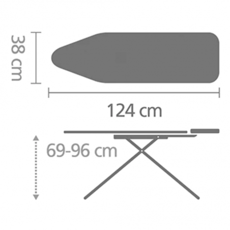 Brabantia 134302 B SIR Denim Black Ironing Board 124x38cm 10YW "O"